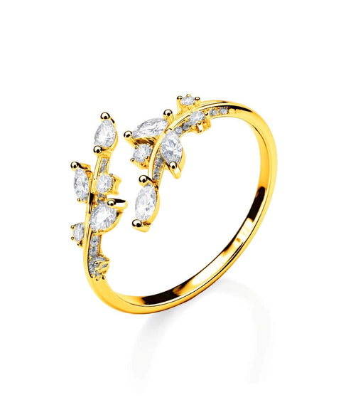 Moissanit Ring Flora - Gold