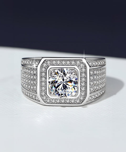 Moissanit Männer Ring Obsidian