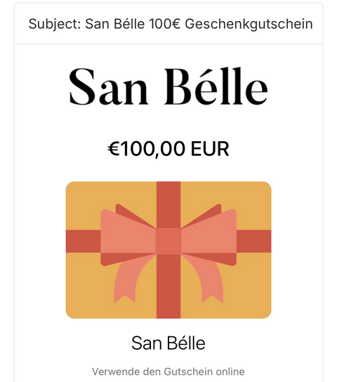 San Bélle Geschenkgutschein Gutschein Weihnachtsaktion ab 100€*