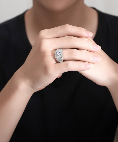 Moissanit Männer Ring Obsidian